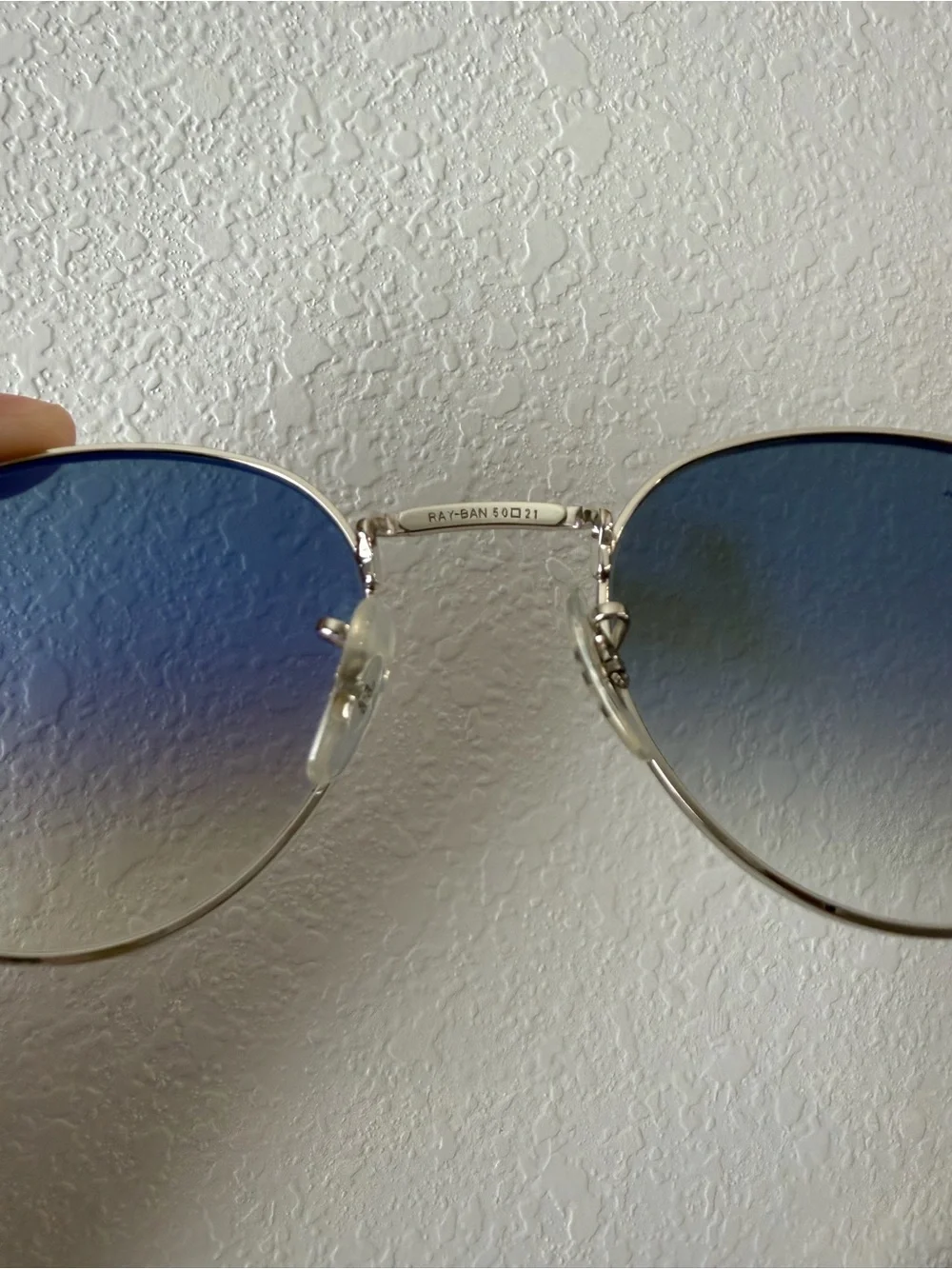 Ray-Ban Silver Frame Sunglasses with Blue Gradient Lenses